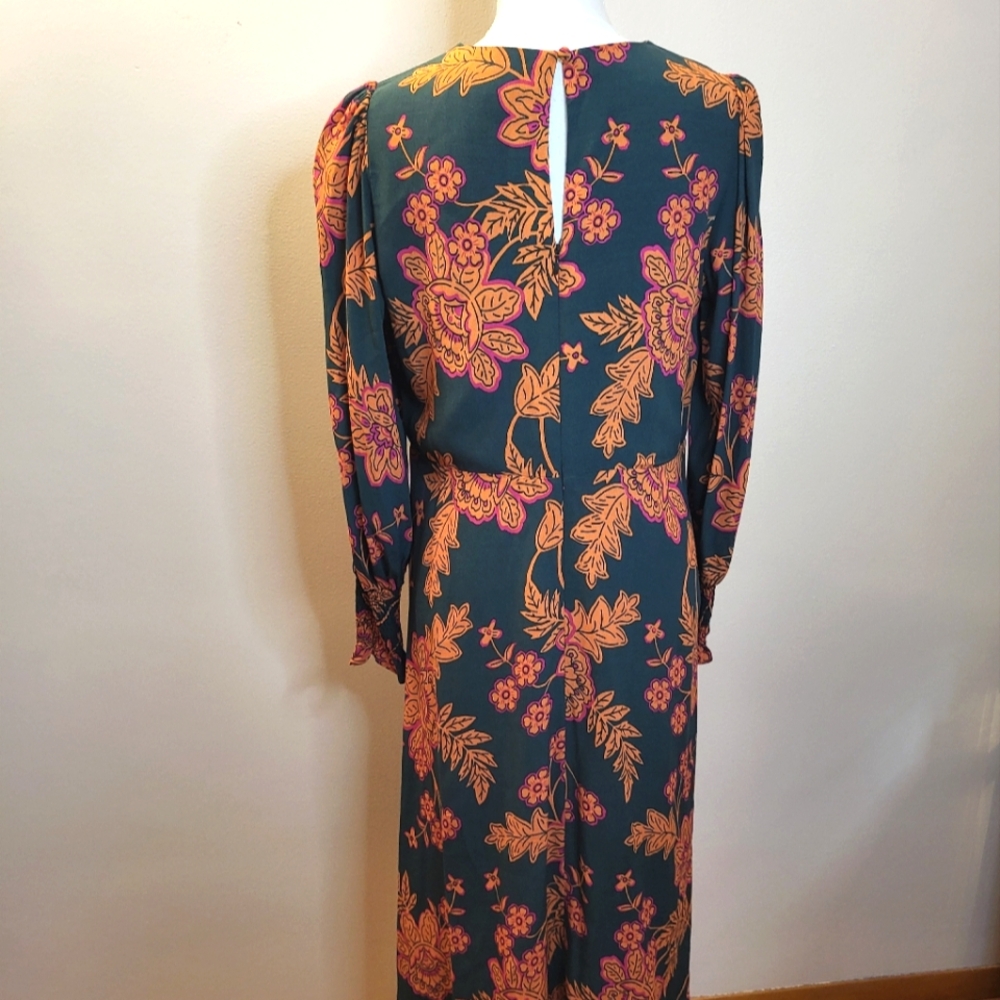 Boden Long Sleeve Floral Print Midi Dress Size 10 - Picture 5 of 8